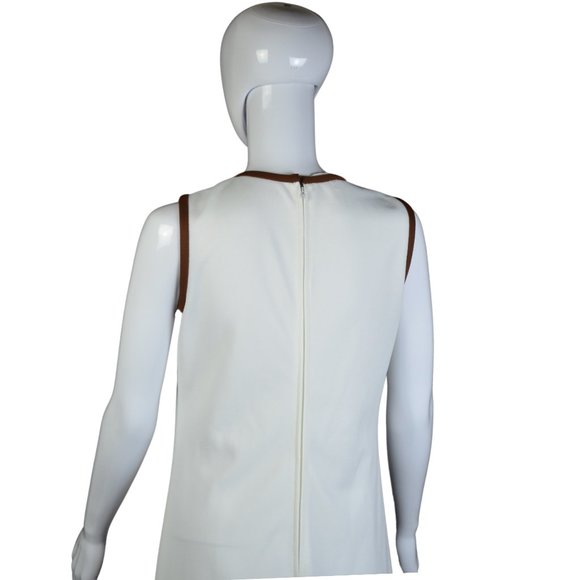 Kay Windsor 1960s Brown and White Maxi Dress with Chevron Pattern - Size 18 - Picture 4 of 11